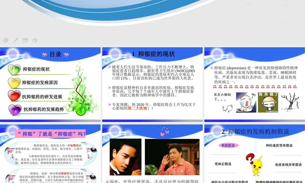 抗抑郁药研发进展心得.ppt