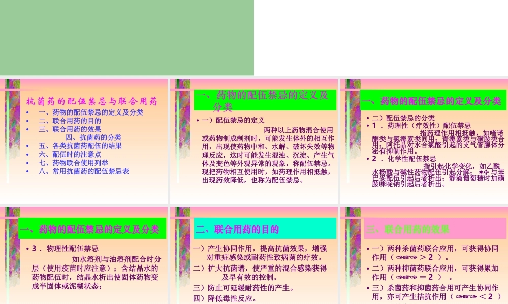 抗菌药配伍禁忌与联合用药.ppt