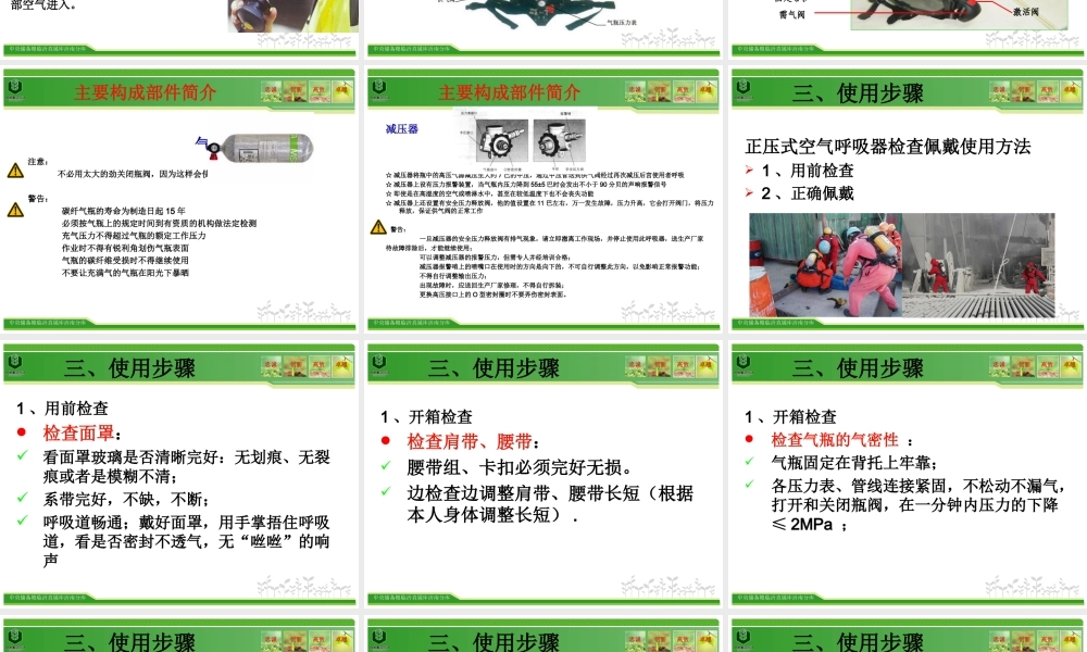 正压式空气呼吸器使用方法和检查内容.ppt