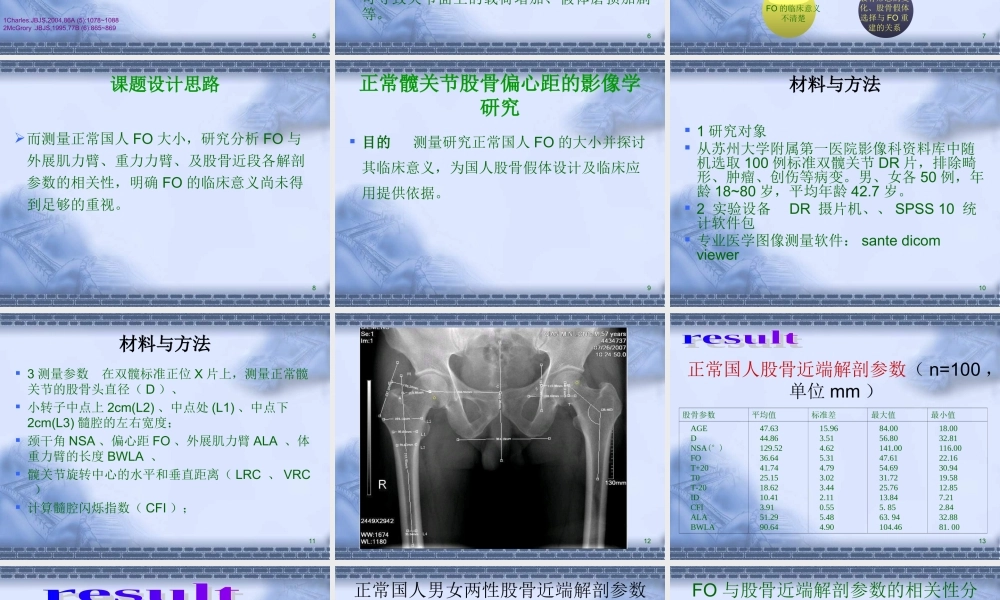 正常髋关节股骨偏心距的影像学研.ppt