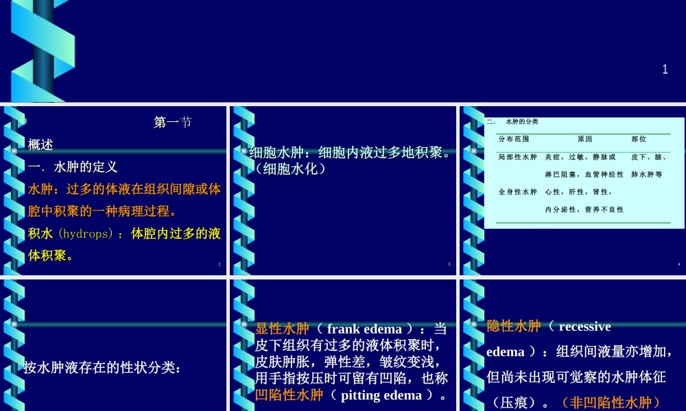 水肿edema概述一水肿的定义水肿过多的体液在.ppt