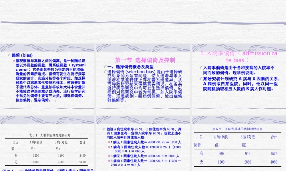流行病学探究中常见偏倚.ppt