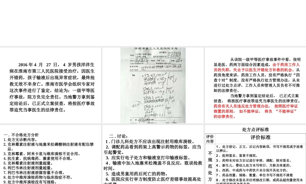 淮南三院致死处方点评.ppt