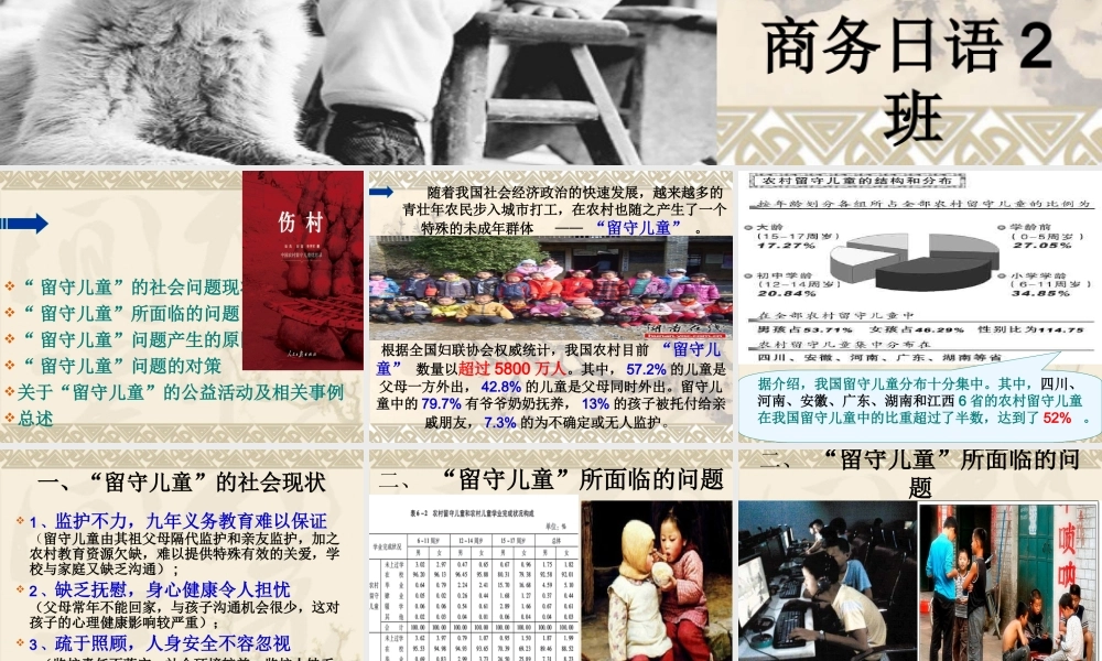 爱的呼唤-----聚焦中国留守儿童.ppt