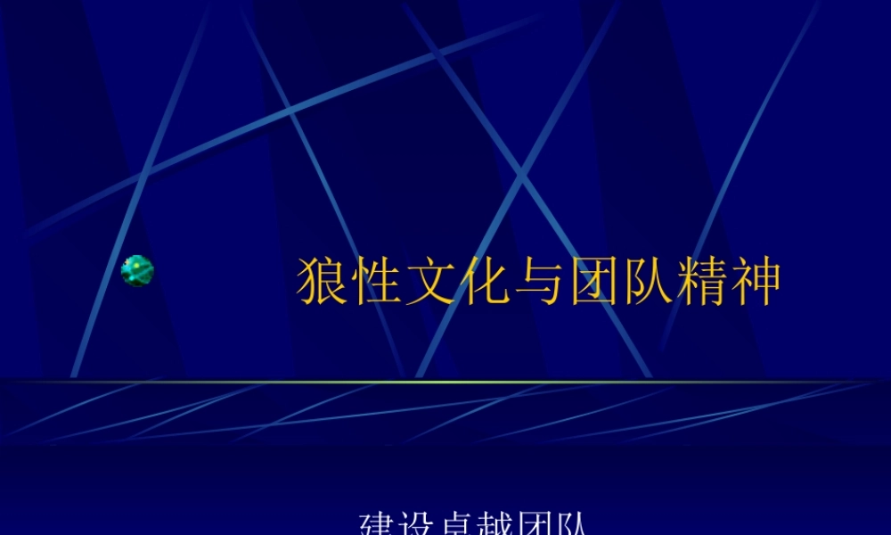 狼性文化与团队精神11.ppt