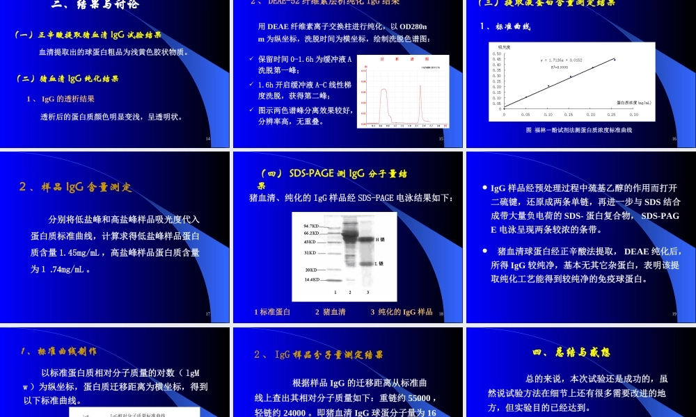 猪血清IgG的分离纯化与鉴定.ppt