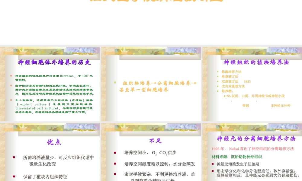 神经细胞体外培养方法及应用.ppt