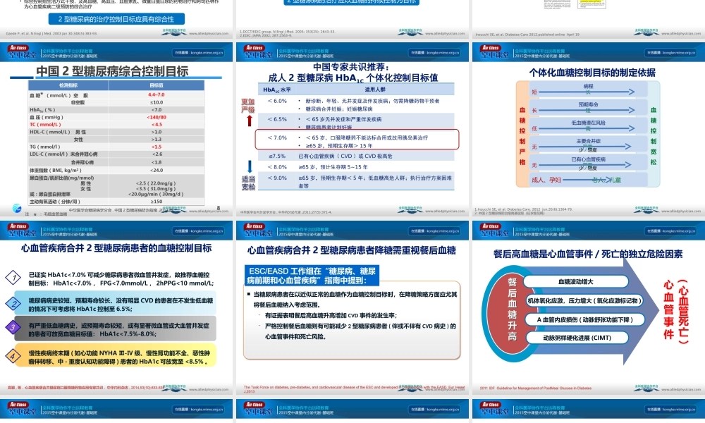 糖尿病的控制目标和口服降糖药合理使用.ppt