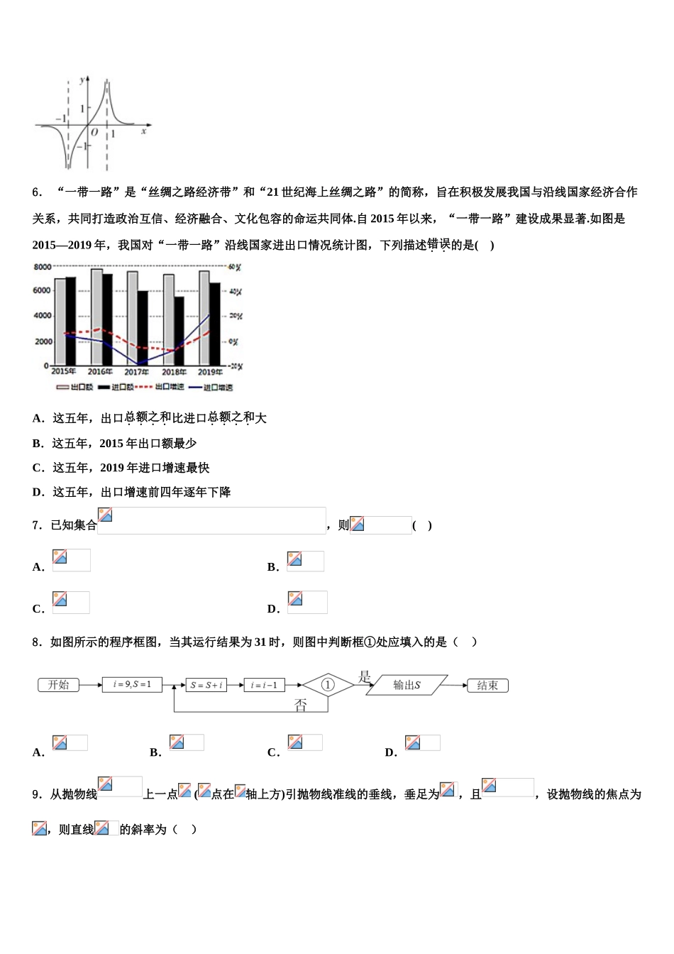 2023学年黑龙江省大庆市大庆实验中学高三第一次模拟考试数学试卷（含解析）.doc_第2页