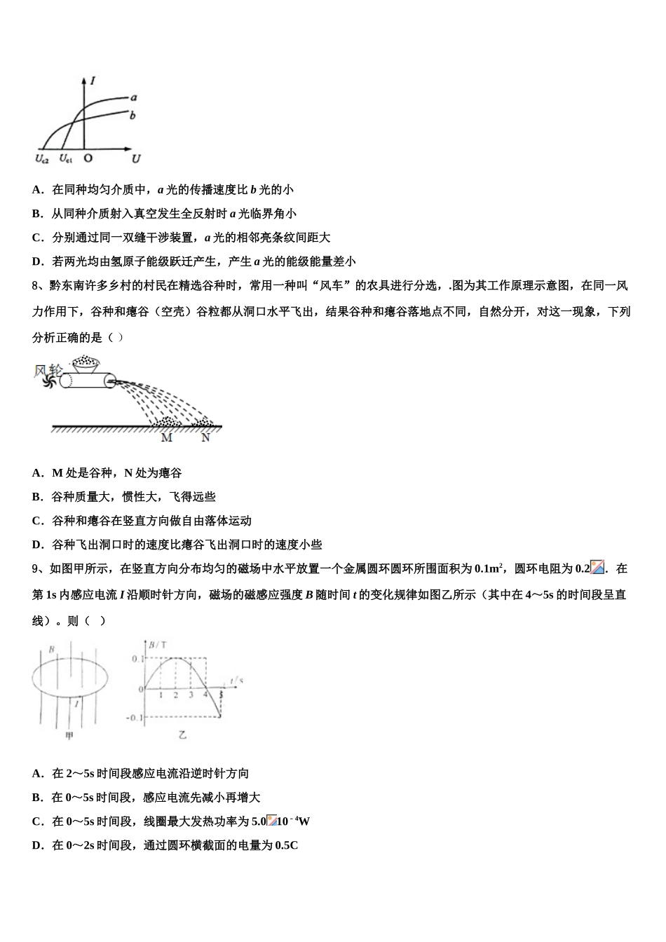 云天化中学2023学年物理高二下期末质量跟踪监视试题（含解析）.doc_第3页