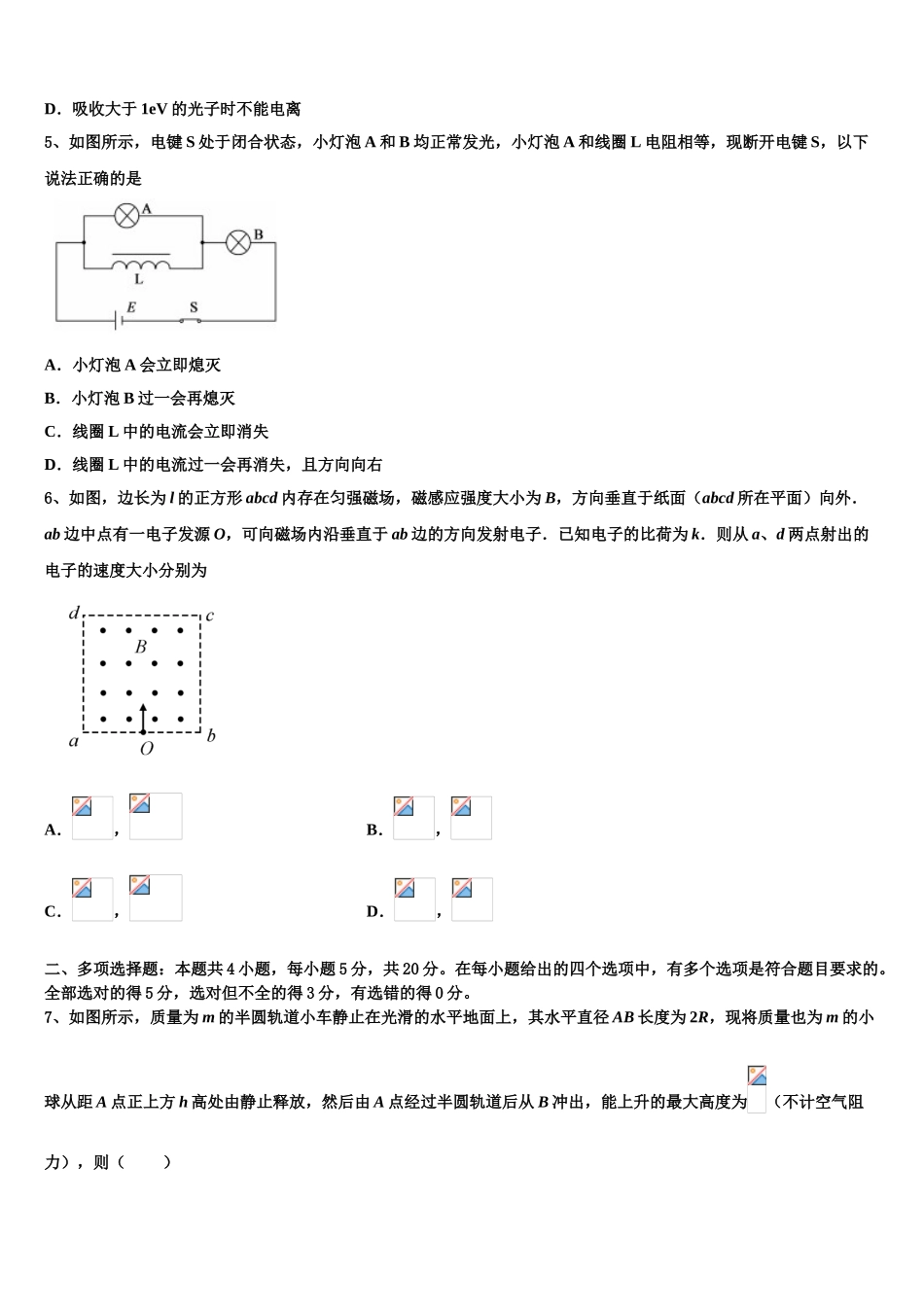 吉林省安图县安林中学2023学年物理高二第二学期期末达标测试试题（含解析）.doc_第2页