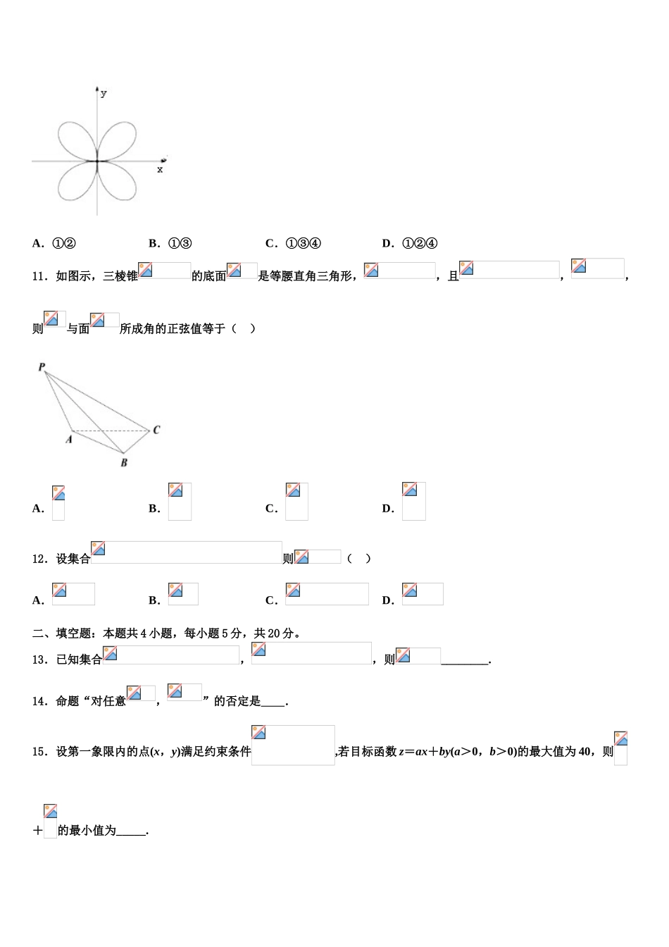 吉林省桦甸市第四中学2023学年高三下学期联考数学试题（含解析）.doc_第3页