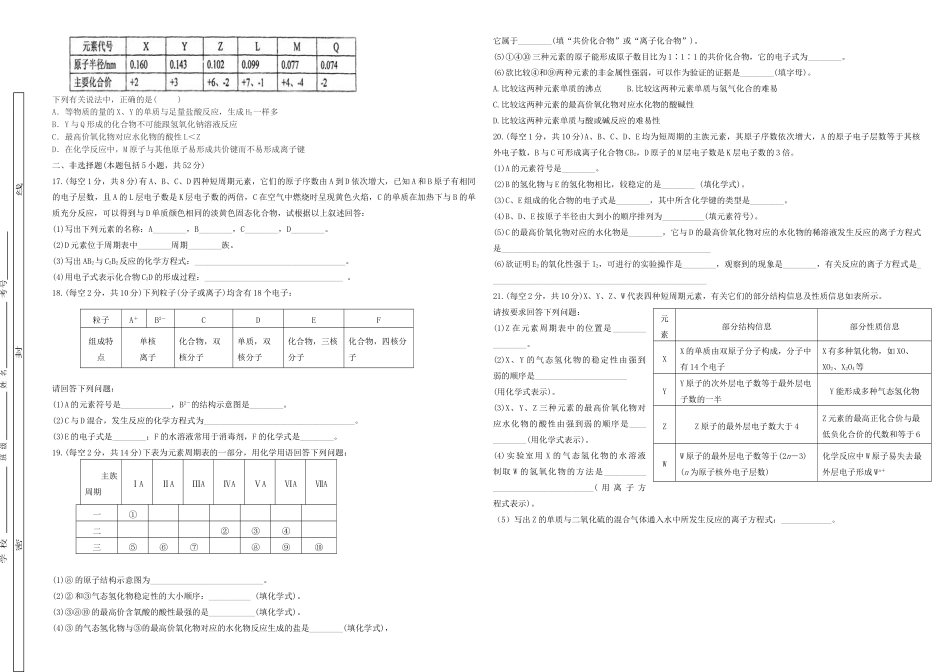 哈密石油高级中学2023学年高一化学下学期期中试题.doc_第2页