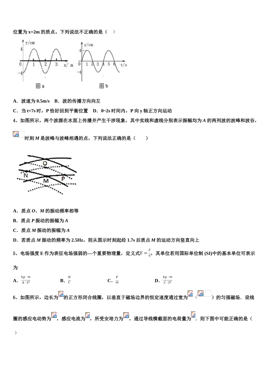 四川省彭州市第一中学2023学年高二物理第二学期期末学业水平测试试题（含解析）.doc_第2页