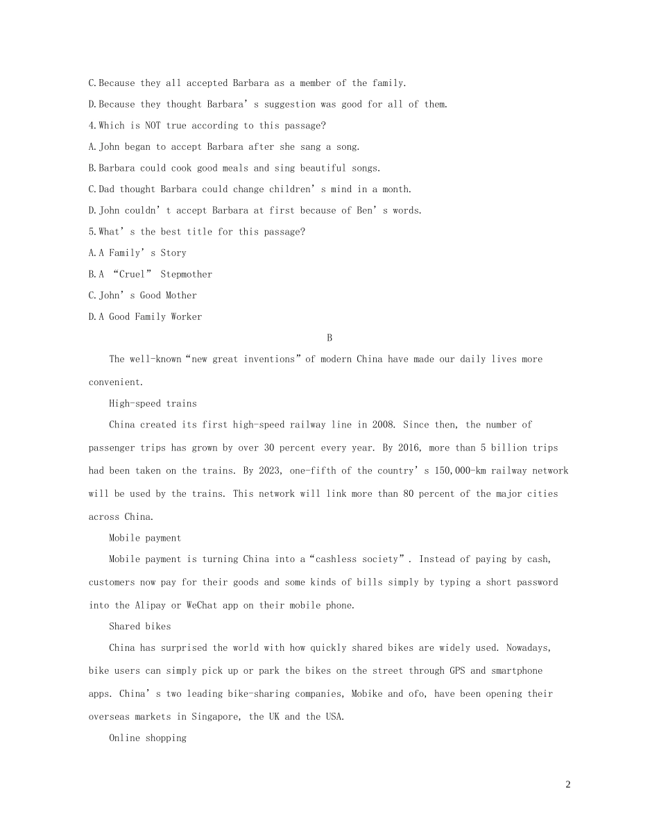 2023学年中考英语七上第1课时Units1_4习题人教新目标版2.docx_第2页