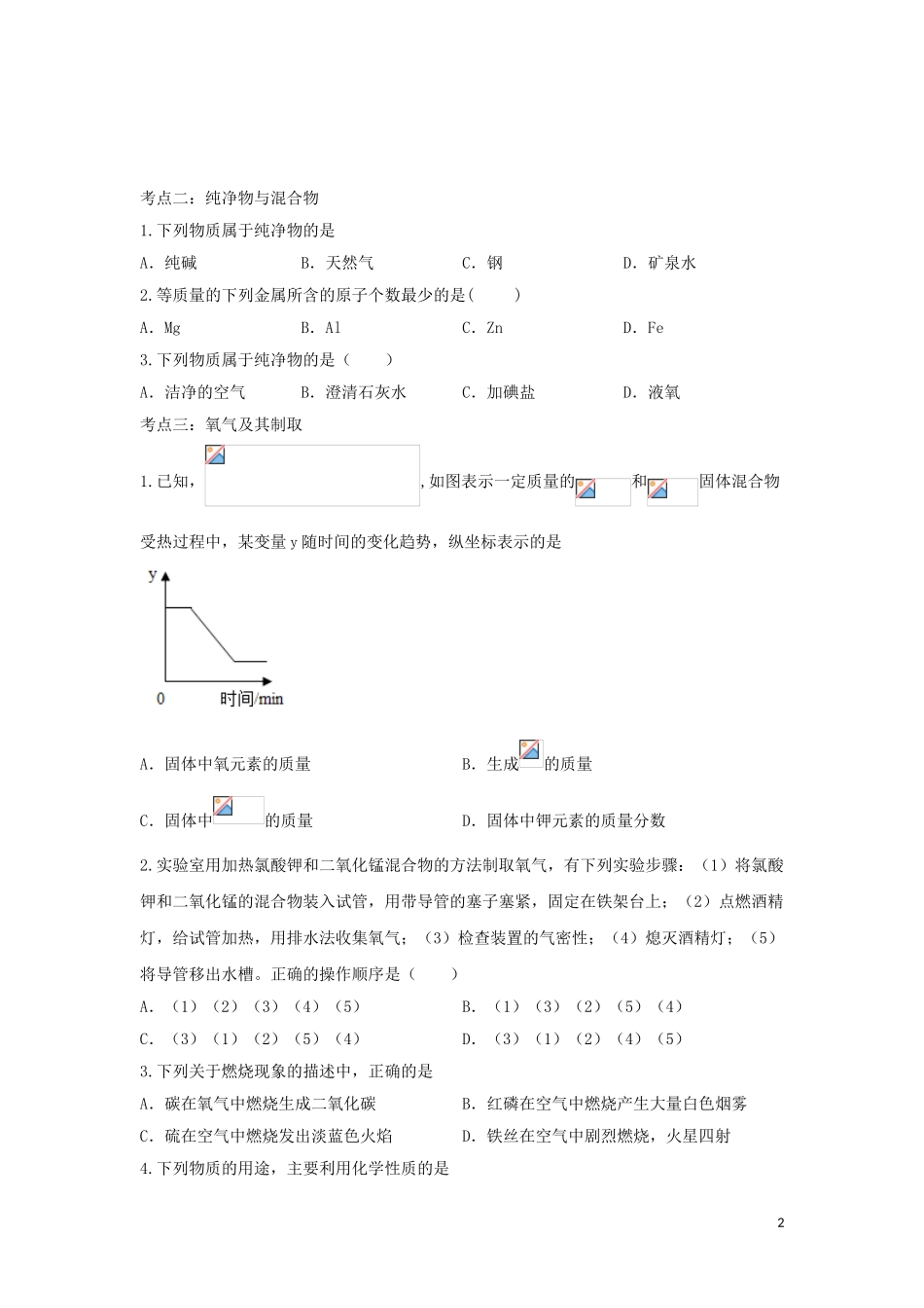 2023学年九年级化学考点复习演练专题十一空气试题.doc_第2页