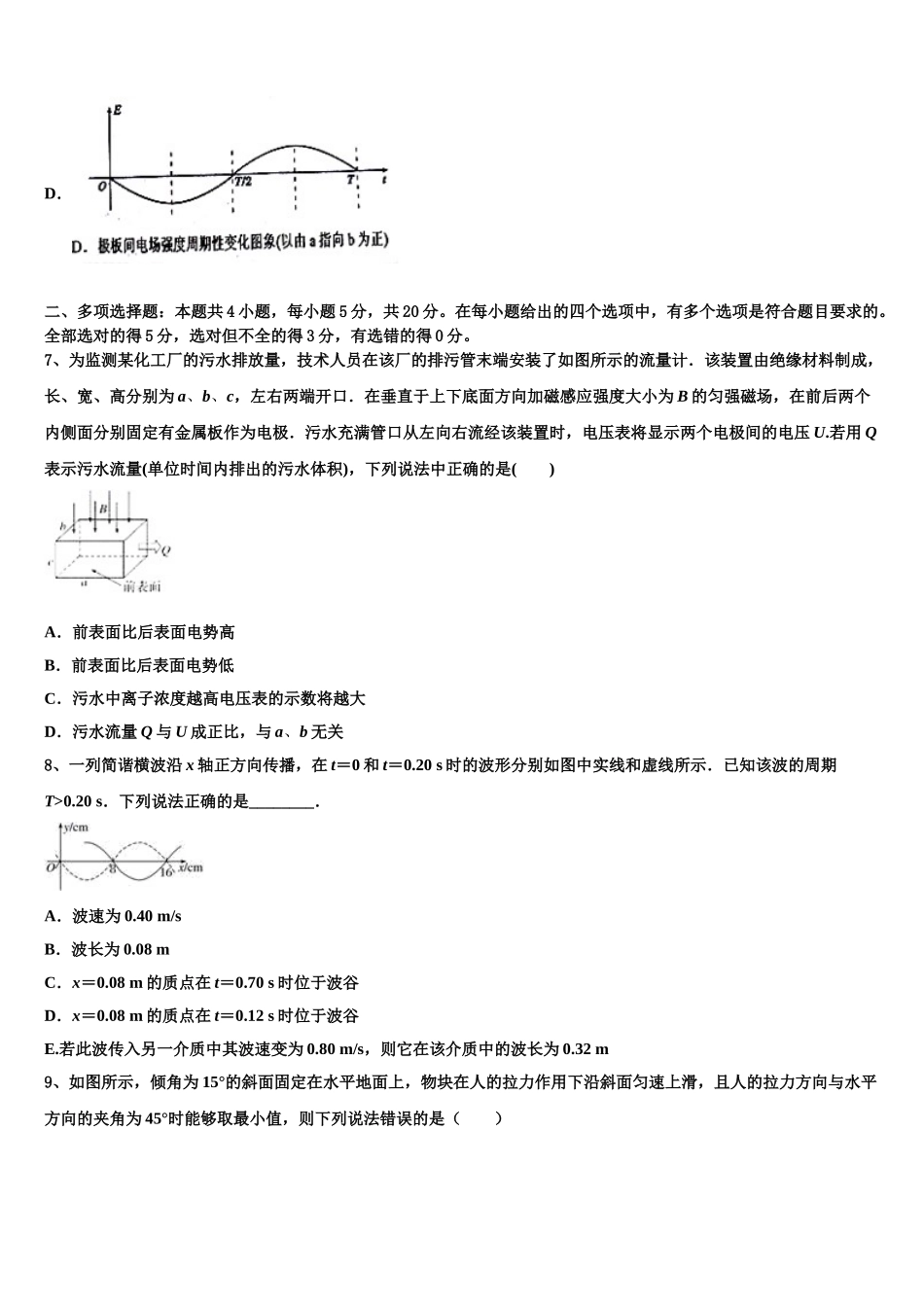 2023学年黑龙江省大庆市大庆铁人中学物理高二下期末学业质量监测模拟试题（含解析）.doc_第3页