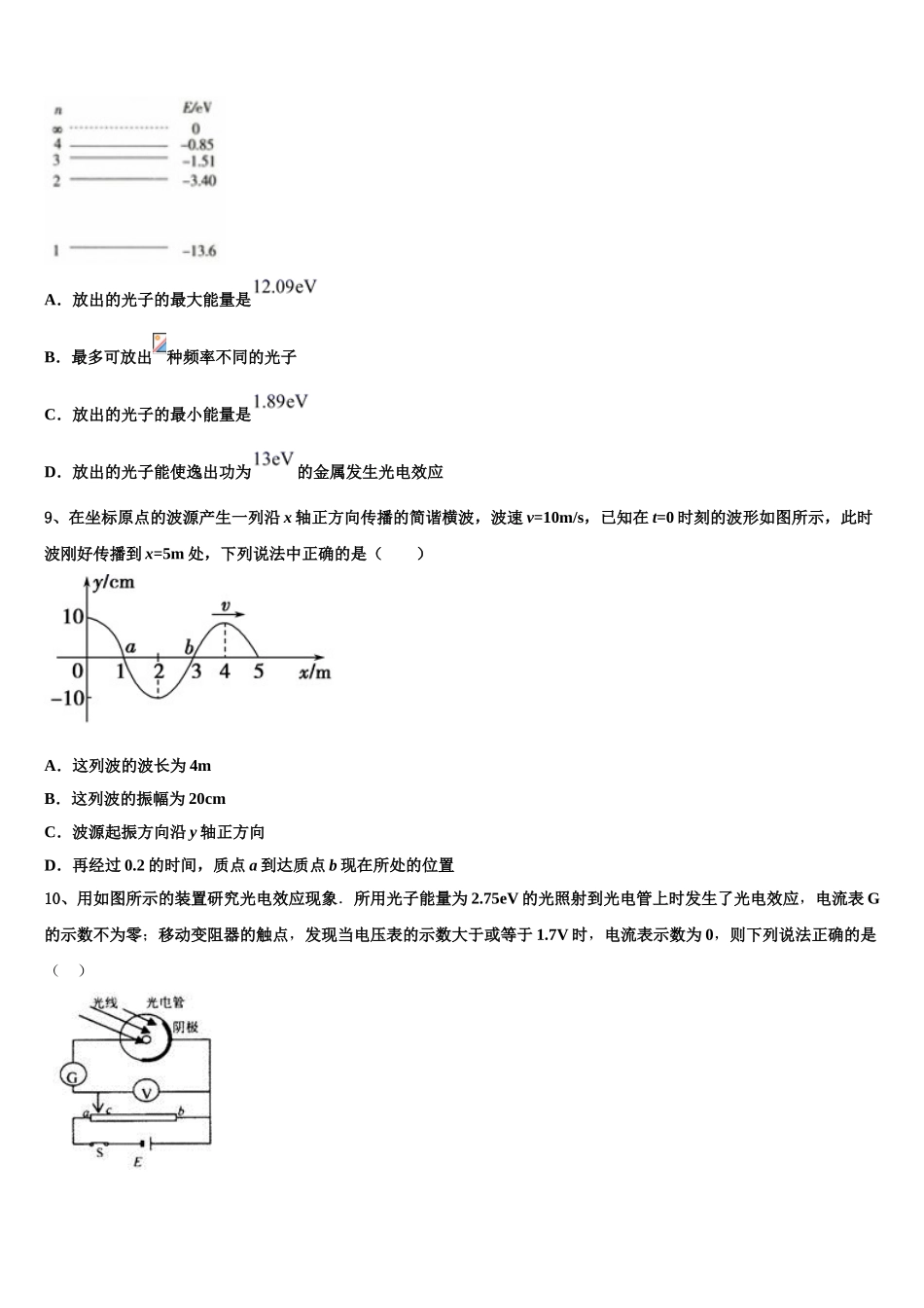 2023届上海市晋元高中物理高二下期末达标检测试题（含解析）.doc_第3页