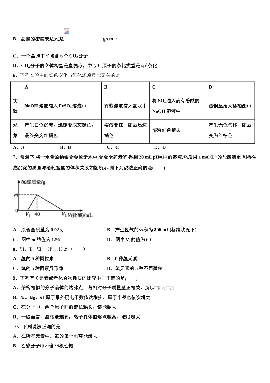 2023届吉林省长春市九台市师范高级中学化学高二下期末监测模拟试题（含解析）.doc_第2页