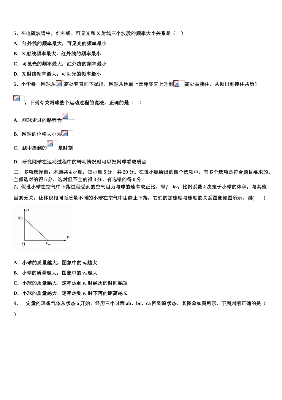 2023届山西省大同市灵丘县物理高二下期末学业水平测试模拟试题（含解析）.doc_第2页