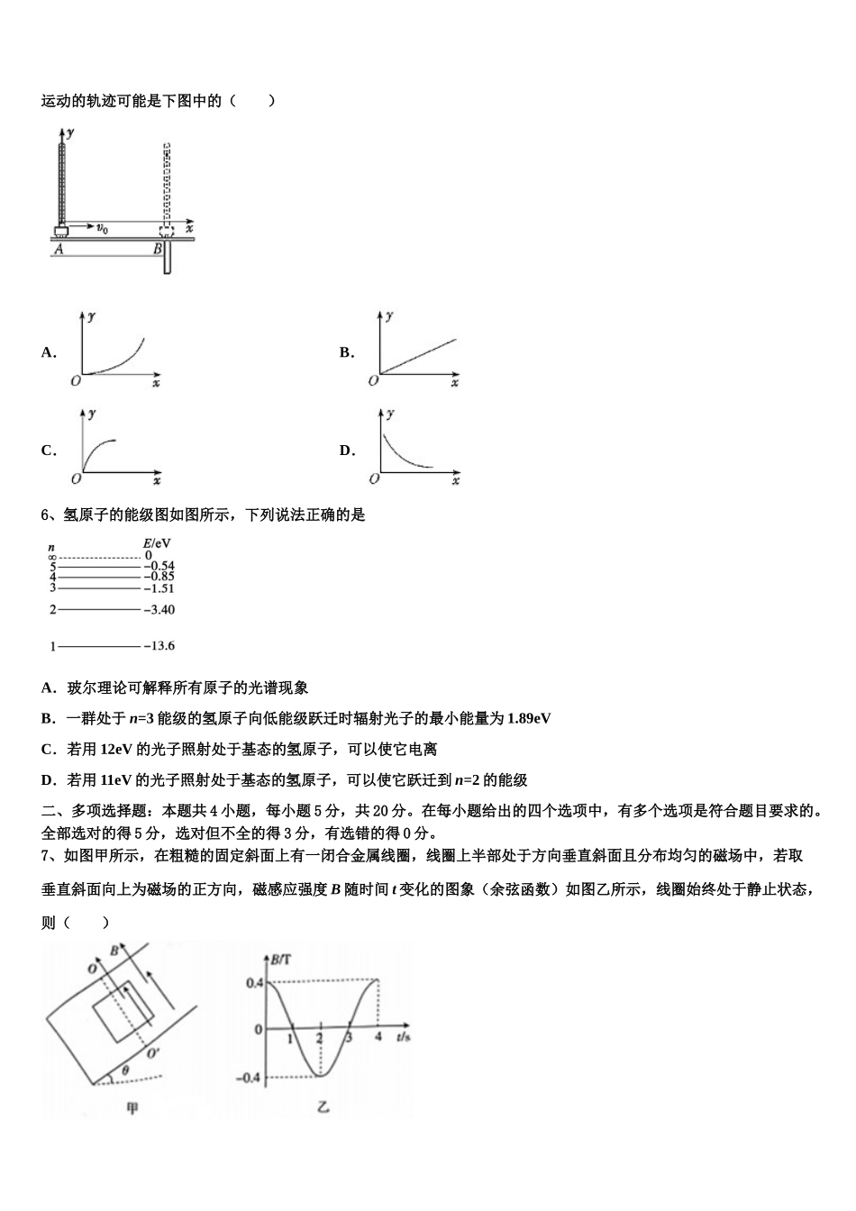 2023届河南省辉县市第一中学物理高二下期末达标检测试题（含解析）.doc_第2页