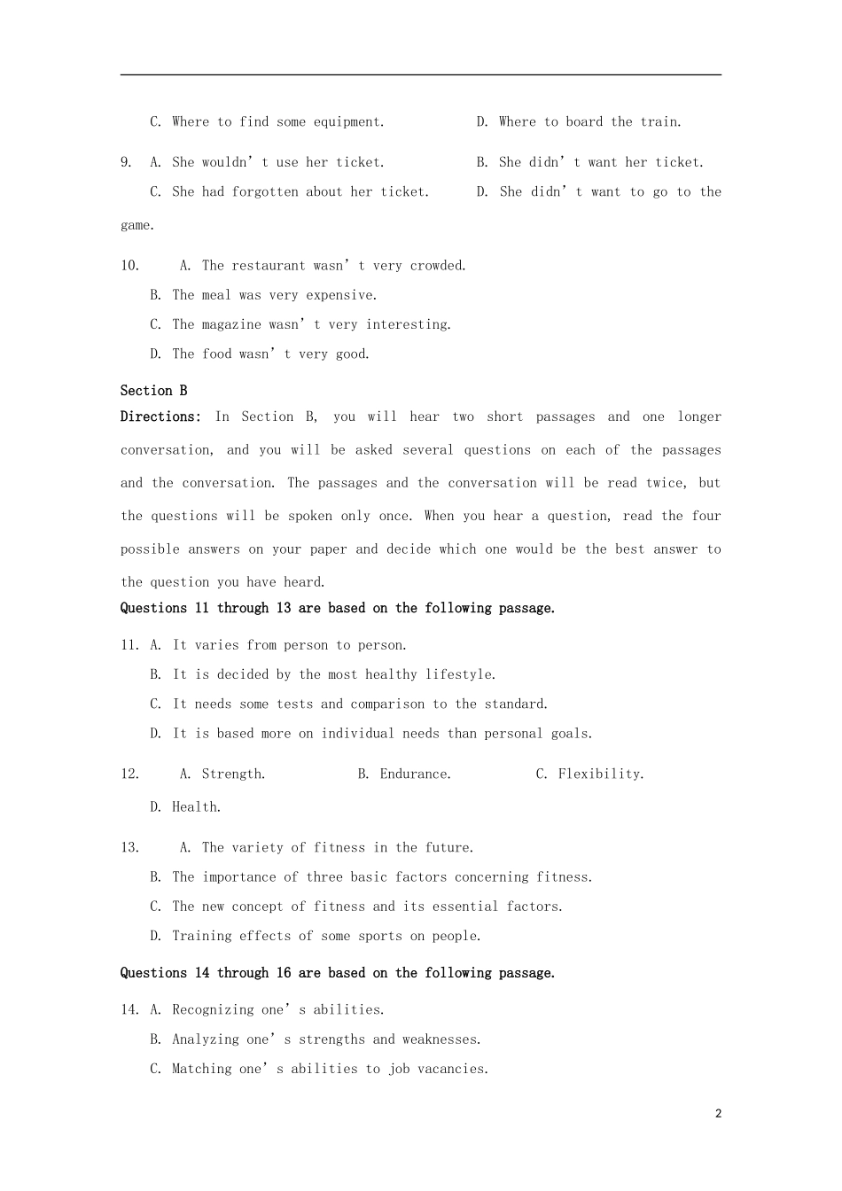 上海市宝山区2023学年高三英语上学期教学质量监测一模试题.doc_第2页