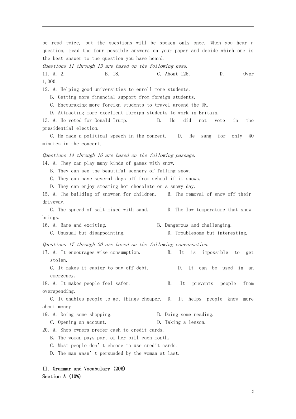 上海市嘉定区封浜高级中学2023学年高二英语上学期期中试题.doc_第2页
