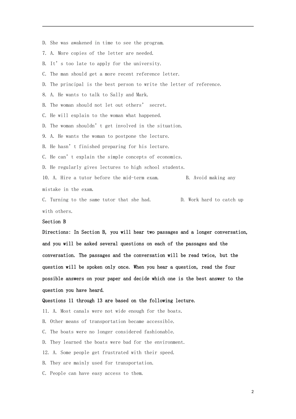 上海市七宝中学2023学年高三英语上学期摸底考试试题含解析.doc_第2页