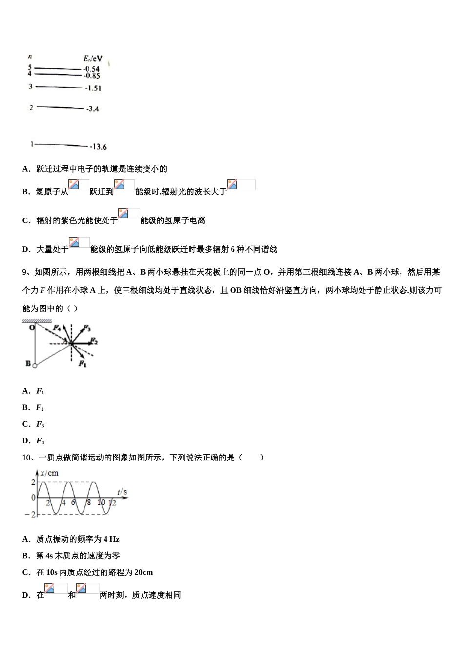 云南省楚雄州牟定一中2023学年物理高二第二学期期末达标检测试题（含解析）.doc_第3页