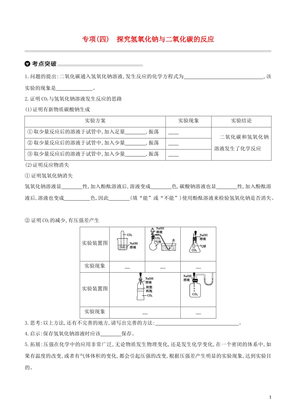 鄂尔多斯专版2023学年中考化学复习方案专项04探究氢氧化钠与二氧化碳的反应试题.docx_第1页