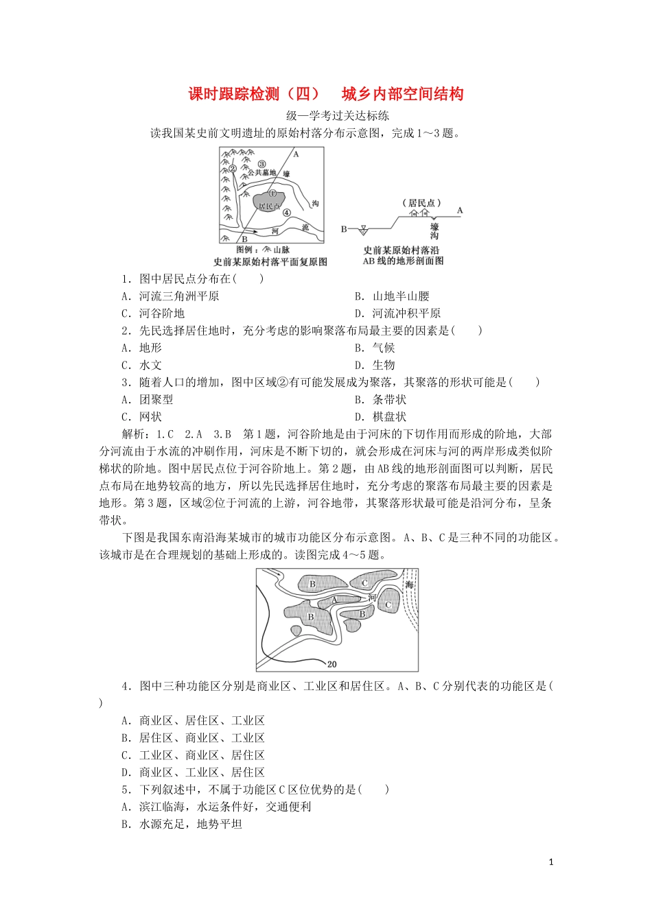 2023学年新教材高中地理课时跟踪检测四城乡内部空间结构鲁教版必修第二册.doc_第1页