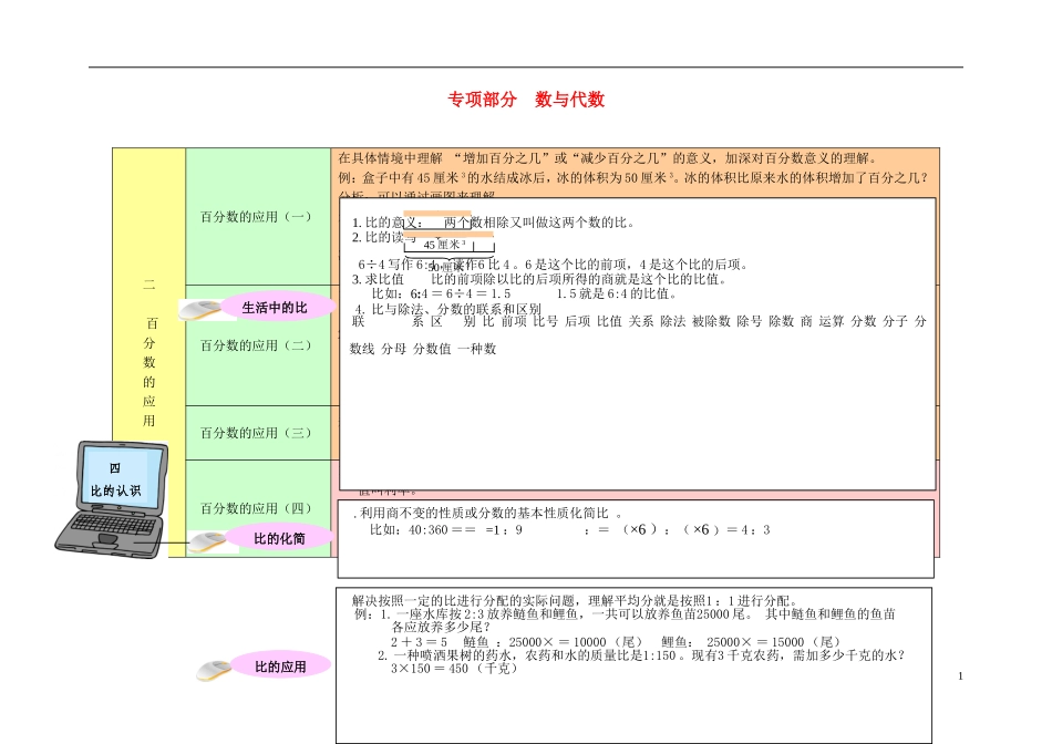 2023学年六年级数学上册教材梳理专项部分数与代数北师大版.doc_第1页