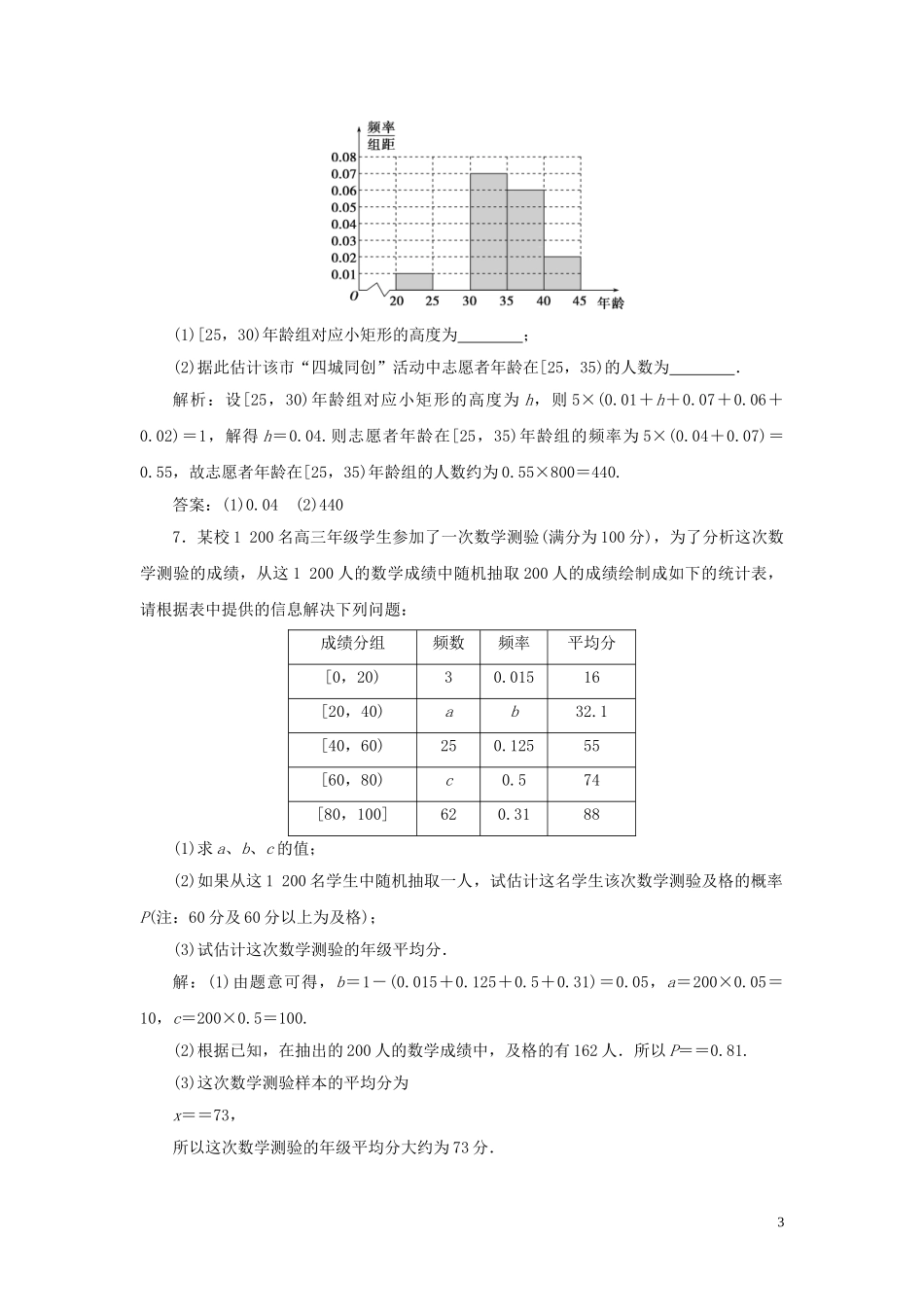 2023学年高考数学一轮复习第十一章统计与统计案例第2讲用样本估计总体高效演练分层突破文新人教A版.doc_第3页