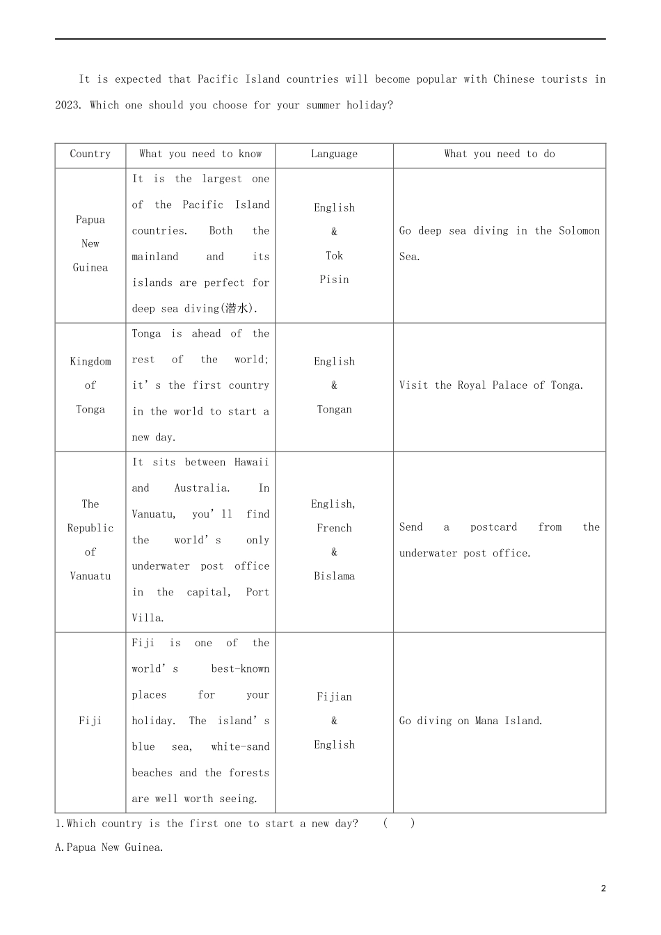 鄂尔多斯专版2023学年中考英语复习方案第一篇教材考点梳理课时训练十四Modules1_2九上试题.docx_第2页