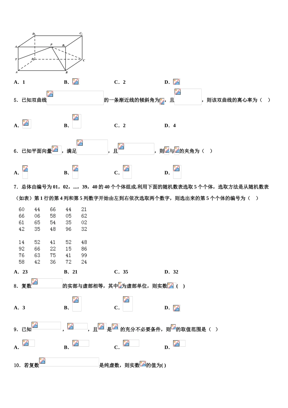 2023届湛江市徐闻中学高考数学五模试卷（含解析）.doc_第2页