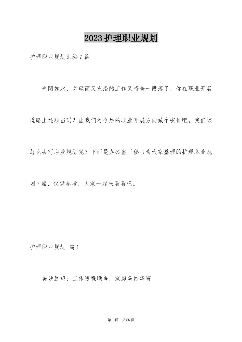 2023护理职业规划13范文.docx_第1页