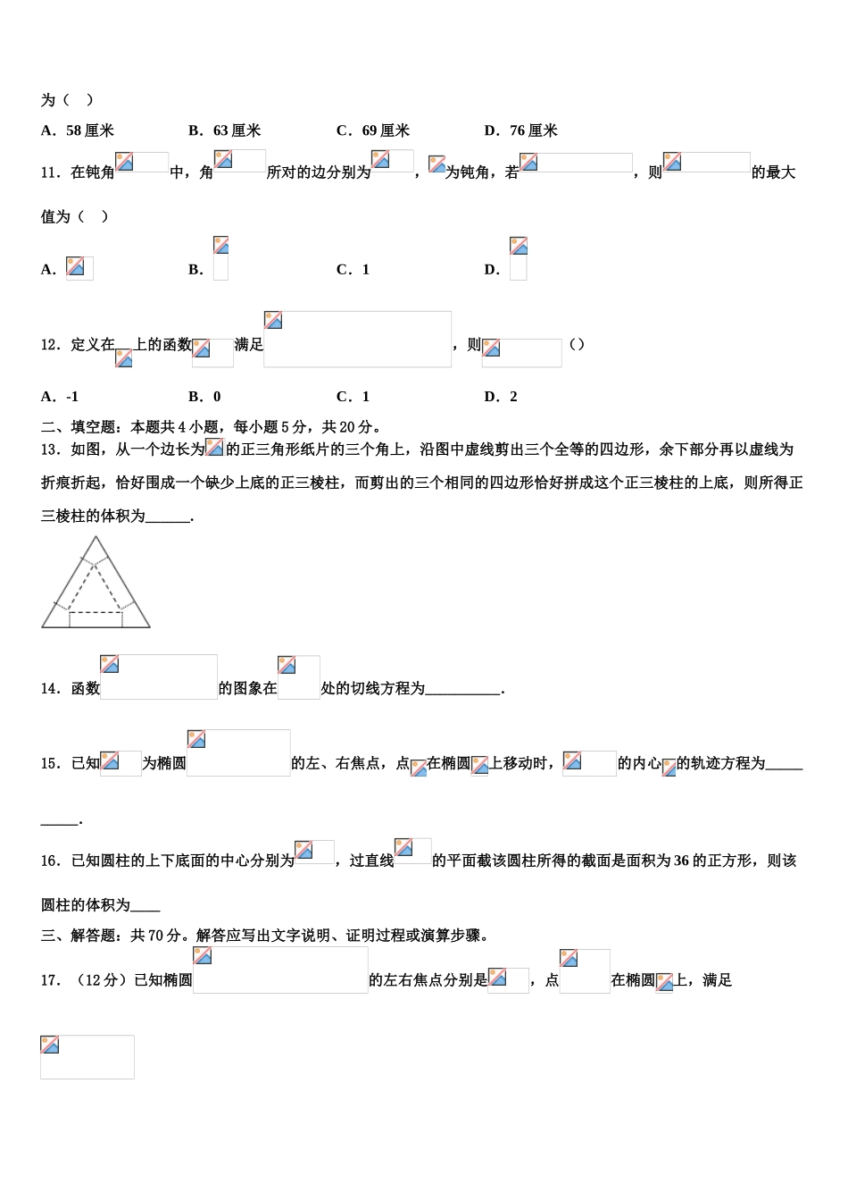 2023届湖北省武汉市重点中学高考适应性考试数学试卷（含解析）.doc_第3页