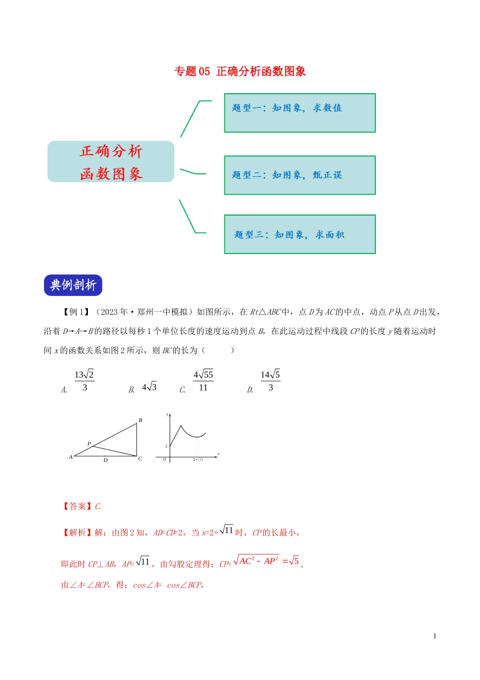 2023学年中考数学压轴题冲刺提升专题05正确分析函数图象含解析.docx_第1页