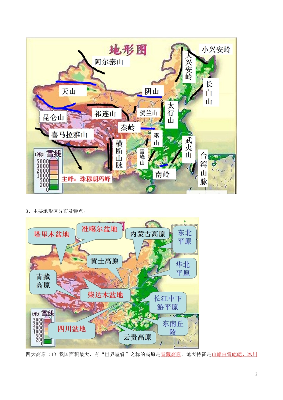 2023学年中考地理识图题型重难点专题09地形和地势含解析.doc_第2页