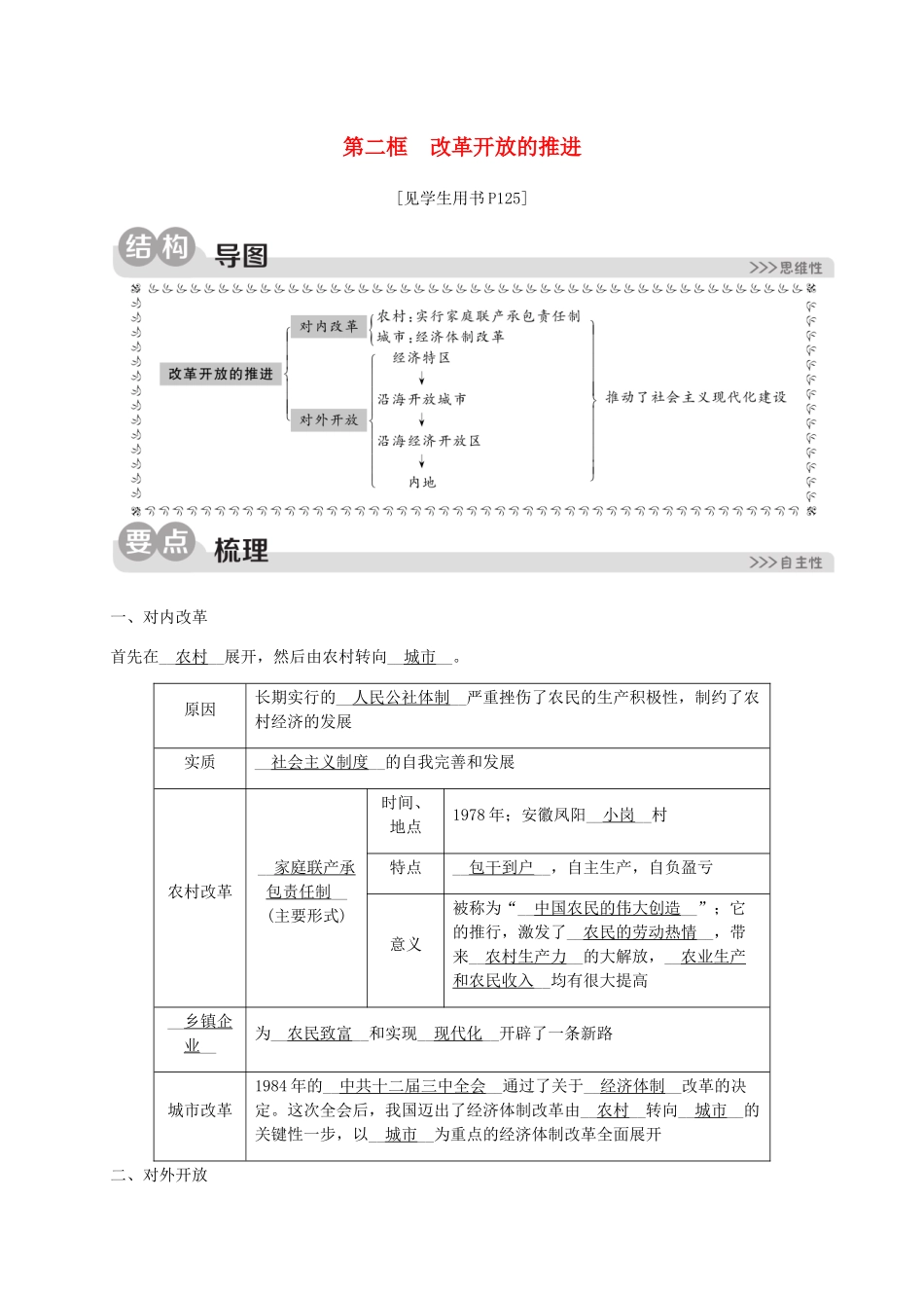 2023学年九年级历史与社会下册第六单元中国社会主义建设的探索与改革开放的起步6.3改革开放的起步6.3.2改革开放的推进同步练习含解析（人教版）.docx_第1页