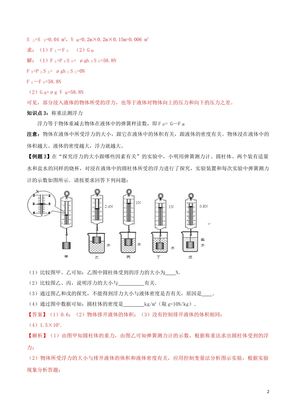 2023学年八年级物理下册第十章浮力10.1浮力精讲精练含解析新版（人教版）.doc_第2页