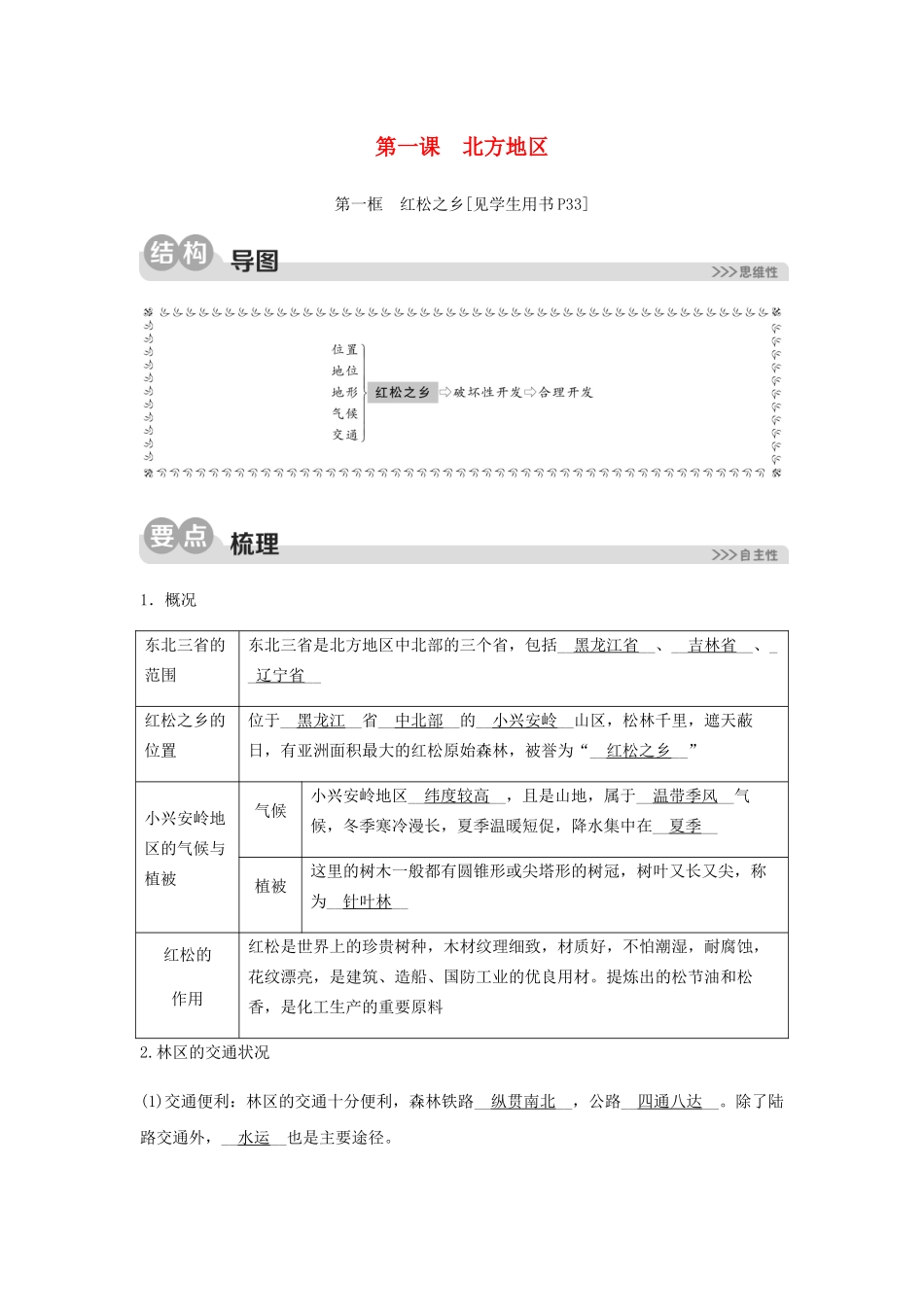 2023学年七年级历史与社会下册第六单元一方水土养一方人第一课北方地区第一框红松之乡同步测试含解析（人教版）.docx_第1页