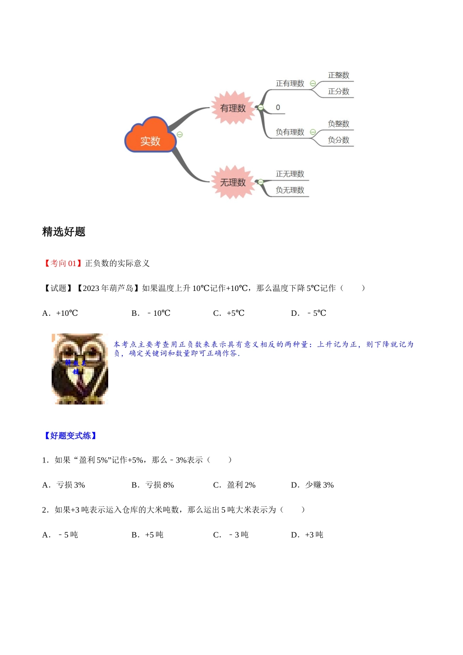 2023学年中考数学一轮复习实数的有关概念考点讲义及练习含解析.docx_第2页