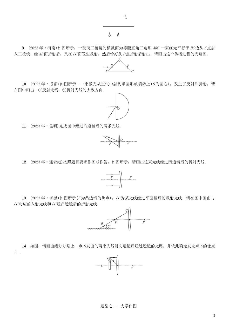 2023学年中考物理题型复习二作图题含解析.doc_第2页