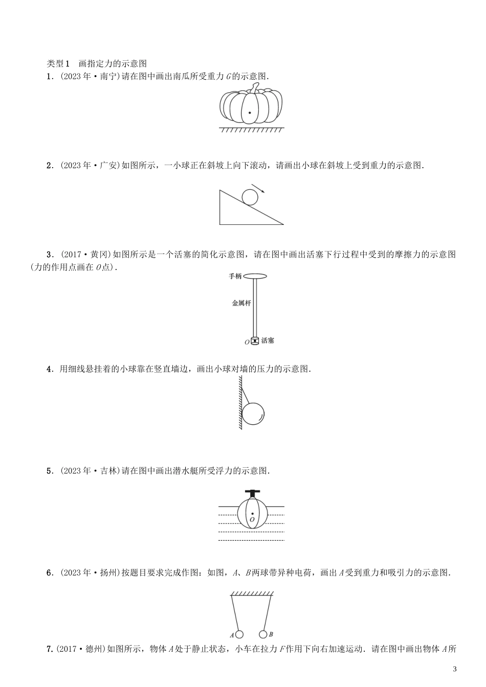 2023学年中考物理题型复习二作图题含解析.doc_第3页