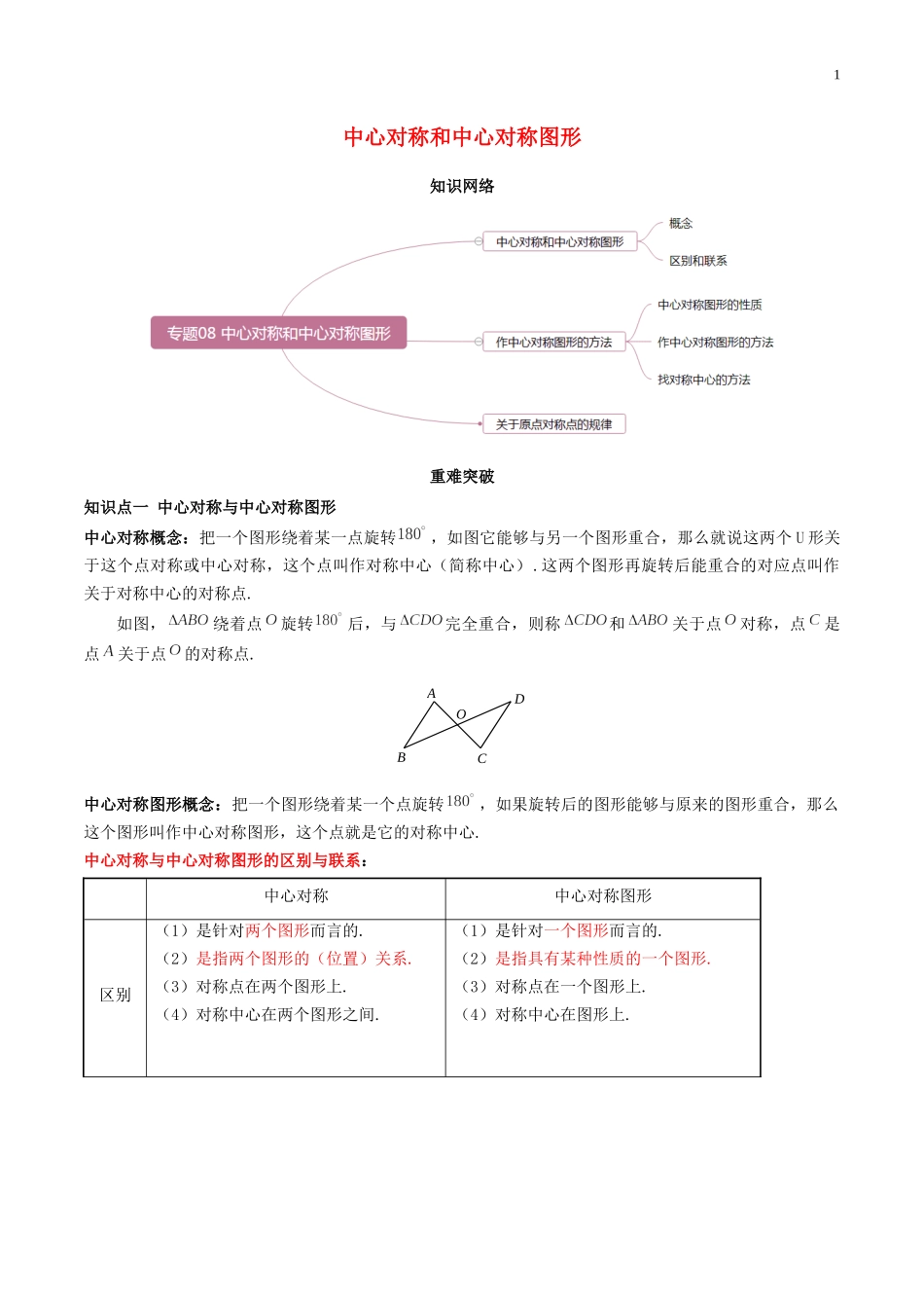 2023学年九年级数学上册期末考点大串讲中心对称和中心对称图形含解析新版（人教版）.docx_第1页