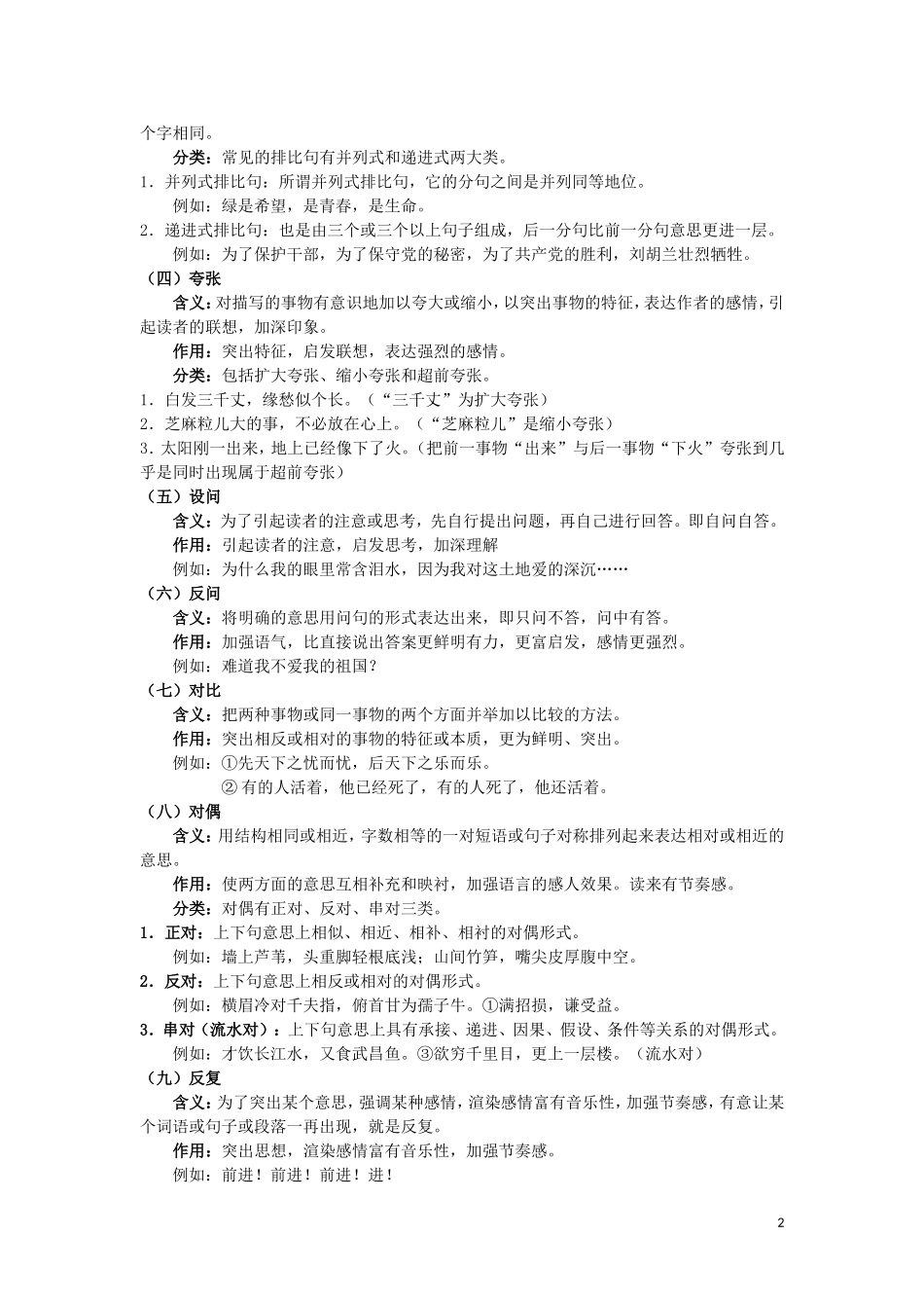 2023学年初中语文基础知识点专题讲练修辞含解析.doc_第2页