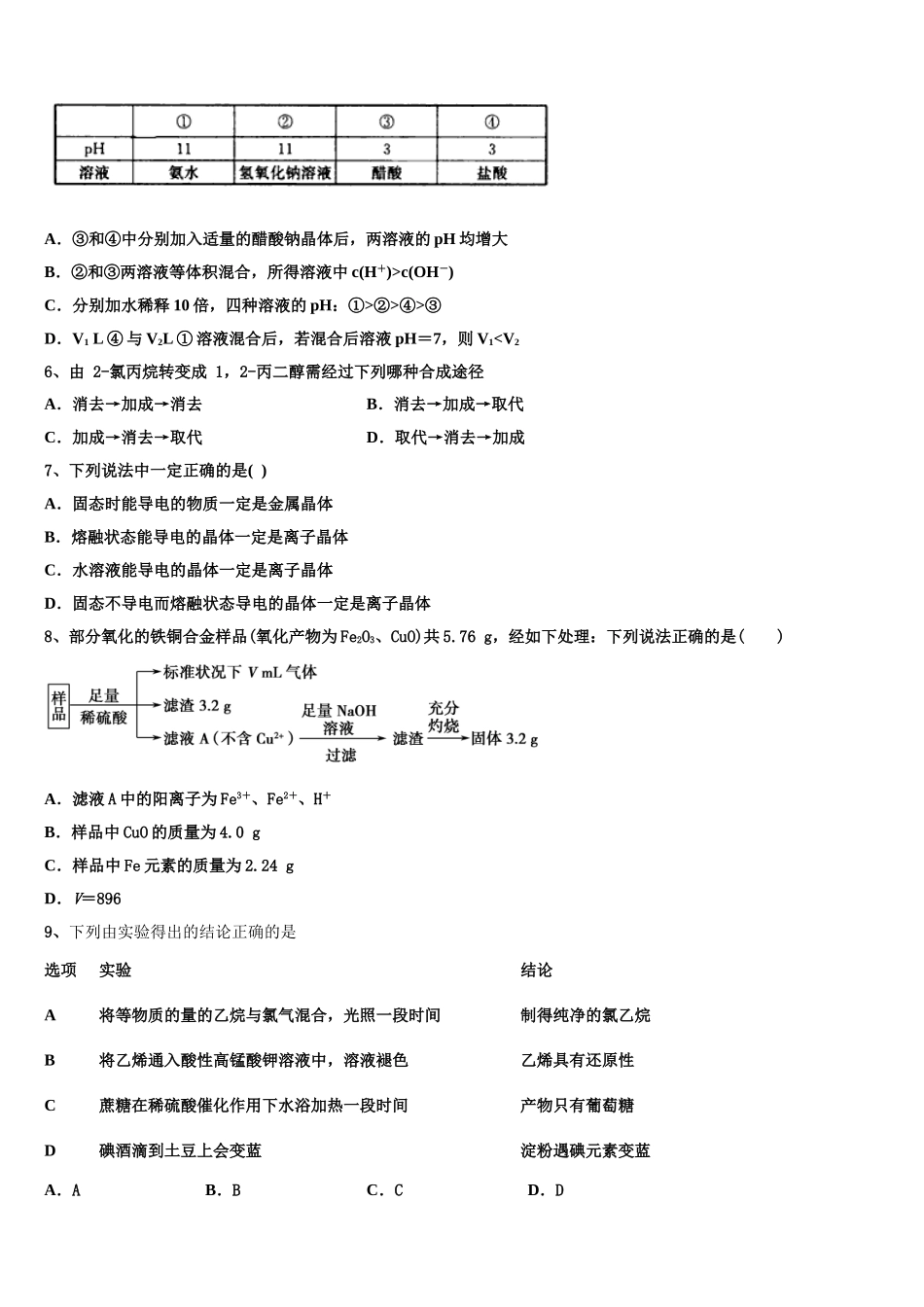 2023学年湖北武汉市化学高二下期末学业质量监测模拟试题（含解析）.doc_第2页