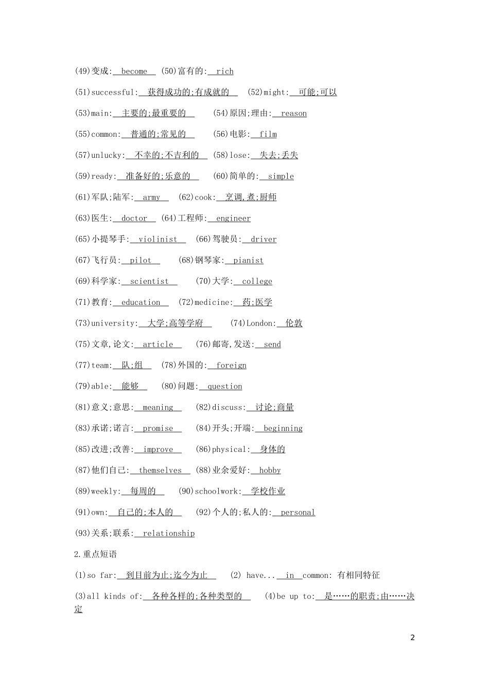 2023学年中考英语总复习知识点梳理第8讲八上Units4_6试题.docx_第2页