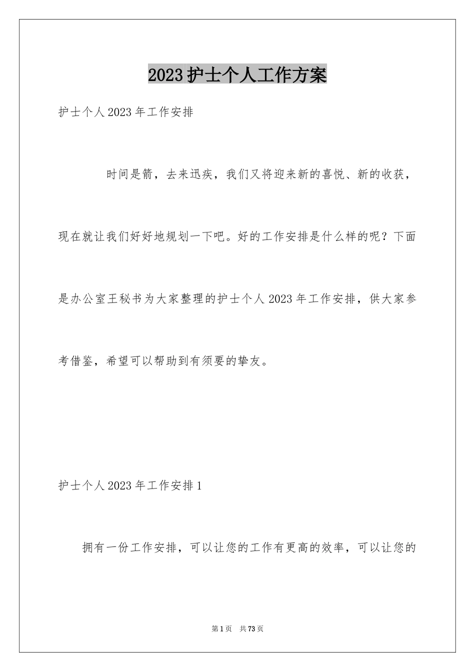 2023护士个人工作计划20范文.docx_第1页